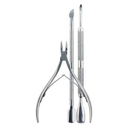 2024 Cutter Nipper Clip Cut Set 3 Pcs Stainless Steel Nail Cuticle Pushers Spoon Nail Scissor Dead Skin Remover Tools For Women
