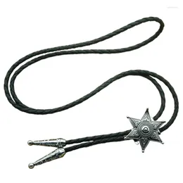 Bow Ties Bolotie For Male Carnivals Necktie Relief Hexagram Pendant Shirt