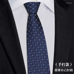 Bow Ties High Quality Silk Tie Fashionable Blue Plaid Men's Formal Business Banquet Shirt Accessory Hand Knotted 7 CM Real Necktie