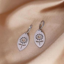 Stud Earrings Kinitial Stainless Steel Daisy Flower Charm Sunflower Pendant Valentine Day Gift