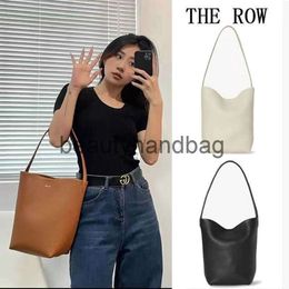 The Row TR ROW2022 Leather Tote Bag New Women's Fashion Leisure Underarm Bag Large Capacity One Shoulder Bucket Bag A06G Bag