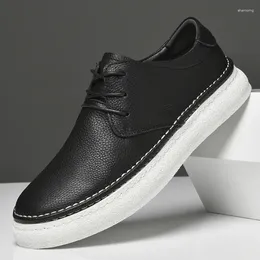 Casual Shoes Trendy Simple Little White Men's Oxford Thick Sole Sports Genuine Leather Free Delivery