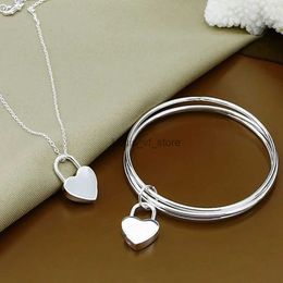 Свадебные ювелирные изделия набор отличных 925 Серебряные серебряные чары для сердечного ожерелья для сердечного ожерелья.