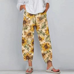 Women's Pants Boho Printed Cotton Linen Ladies Casual Summer Baggy Trousers Loose Plus Size Female Beach