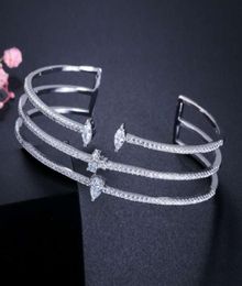 New Fashion Women Bracelets Bangles for Party Wedding 18K White Gold Plated CZ Bracelet Bangle for Bride Nice Gift4705549