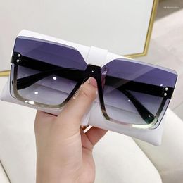 Sunglasses KAMMPT Rimless For Men Women Trendy Vintage Oversized One-pieces Lady Shades Eyewear Design Sun Glasses