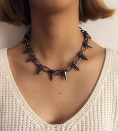 Rivets Chokers Punk Goth Handmade CCB Material Choker Necklace Spike Rivet Rock Gothic Pendant Necklaces9939497