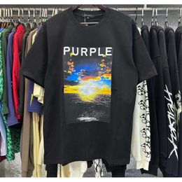 Purple Shirt Top Quality Couple 24Ss Summer Designer For Men Purple Brand T Shirt Men Women Inset Crewneck Collar Regular Fit Cotton Print Tops US S-Xl More Color 244
