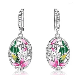 Dangle Earrings Colourful Floral Design For Women Aesthetic Wedding Party Bridal Birthday Gift Fashion Jewellery