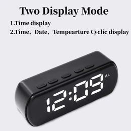 Desk Table Clocks 11.5*4.8*2.9cm Digital Alarm Clock Temperature Adjutable Snooze Time Table Clock 12/24H Adjustable Night Mode Time USB LED Clock