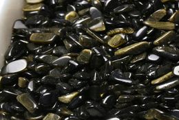 100g Natural original Gold Sheen Obsidian Crystal Quartz Stone Rock Chips Energy Healing tumbled Stone Aquarium Fish Tank Decor DI6910515