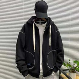 Herren Hoodies Sweatshirts Ultra dünner fassungsvoller Hoodie ohne Sporthemd Herren Hohe Qualität Jacke Y2K Retro Designer Neue koreanische Herren Kleidung Q240506