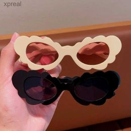 Sunglasses 2024 New Childrens Cloud Cat Eye Shape Candy Color Sunglasses UV400 Girls and Boys Outdoor Sun Protection Sunglasses Childrens Sunglasses WX