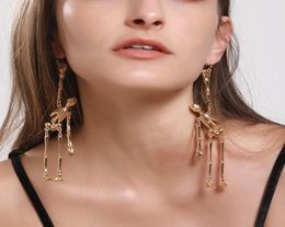 Long Dangle Skeleton Charm Earrings Pendants Gold Plated South American Alloy Earring Jewelry For Women Halloween Party Gift2927793