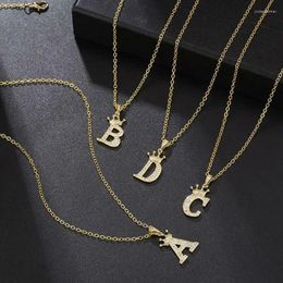 Pendant Necklaces Design 26 Letters A-Z Crown Alphabet Chain Necklace Punk Hip-Hop Style Fashion Women Men Initial Name Jewellery Gifts