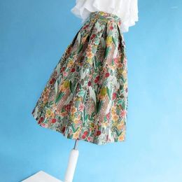 Skirts Skirt Fashion Clothes Long Women Clothing Casual Vintage Elegant Summer Ethnic Style Cotton Linen Flower Streetwear F123