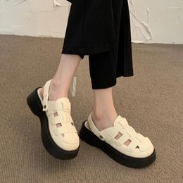 Slippers Women's Retro Thick-soled Roman Sandals 2024 Summer Fashion Wedge Casual Hollow Mules Outdoor Beach Shoes