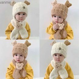 Caps Hats Winter Warm Childrens Scarf Plush Hat Childrens Ear Protection Hat Boys and Girls Outdoor Skiing Windshield Bear Wool Neck Snow WX