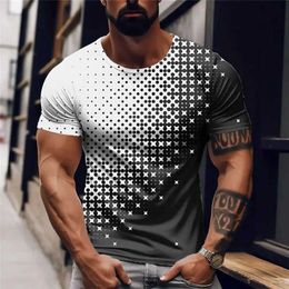 Men's T-Shirts Summer Casual Mens T-shirt Polka Dot 3D printed Short Slve T-shirt for Men Fashion Strt Oversized Mens Clothing T240505
