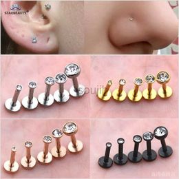 Body Arts 2Pcs 16G 1.5/2/2.5/3/4mm Gem Nose Piercing Labret Lip Ring Helix Piercing Oreja Tragus Piercing Ear Stud Earrings Body Jewelry d240503