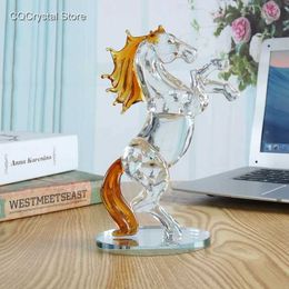 Decorative Objects Figurines Crystal Horse Figurines Collection Glass Horse Animal Paperweight Table Sculpture Ornament Decor Kids Birthday Gifts Home Decor T24