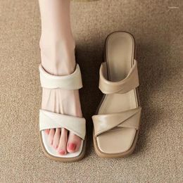 Slippers Women's Sandals Summer 2024 Open Toe Thick Heel Casual Party Shoes Female Zapatos De Mujer Slides Footwear Outside