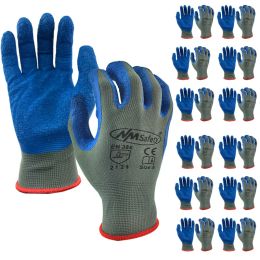 Gloves 12 Pairs Nonslip Thicken Latex Rubber Safety Work Gloves Palm Coated Gloves Mechanic Working Gloves For Garden Work