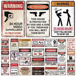 Vintage Warning Metal Sign Danger Vintage Grid Metal Warning Tin Poster Metal Plate Garage Park Home Dwelling Cave Wall Decoration J240505