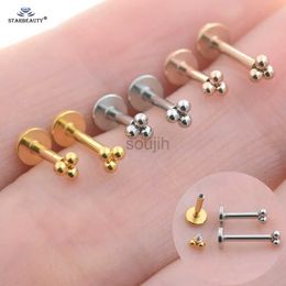 Body Arts 2Pcs 16G Bar 2.7mm Three-Balls Nose Ring Stud Earrings Women Labret Lip Ear Piercing Helix Tragus Cartilage Lobe Jewellery d240503