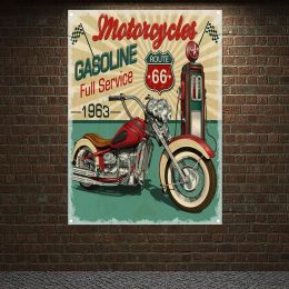 Accessories Vintage Motorcycle Full Service Poster Wall Art Flag Auto Repair Shop Banner Wall Painting Garage Gas Station Wall Decor Sticker