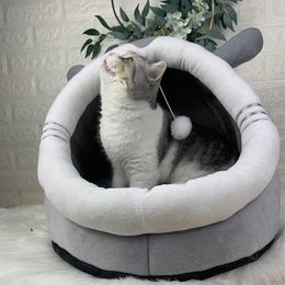 Cat Beds Furniture Sweet Cat Bed Warm Pet Basket Cozy Kitten Lounger Cushion Cat House Tent Very Soft Small Dog Mat Bag For Washable Cave Cats Beds