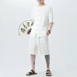 Men's Tracksuits Summer Sets Men Fashion Short Sleeved Shirt Shorts Two-piece Korean Loose Plain Colour Set Mens Plus Size M-XXXXXL