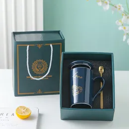 Mugs Ceramic Mug Couple Cup With Lid Spoon Coffee Gift Box Wedding Practical