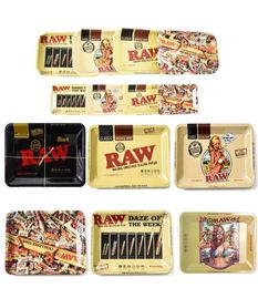 RAW Cartoon Rolling Metal Smoking Tray Cigarette Tobacco Plate 18012515mm Size HandRoller Roll Case For Roller Tobacco Grinder S4589367