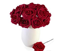 Colorful Foam Artificial Rose Flowers wStem DIY Wedding Bouquets Corsage Wrist Flower Headpiece Centerpieces Home Party Decorati5932136