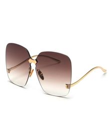 HBK Oversized Rimless Sunglasses Women Gradient Lens UV400 Top Quality Blue Pink Vintage Flat Trendy Fashion New5612206