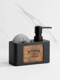 Dispensers Kitchen Soap Dispenser with Sponge Holder Liquid Hand and Dish Soap Dispenser and Spong Caddy Black and White