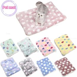 Houses Reusable Bed Pet Cat Bed Dog Bed Thickened Pet Soft Fleece Pad Blanket Bed Mat Cushion Home Portable Washable Rug Keep Warm