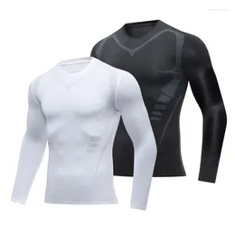 Gym Clothing High Elasticity Fitness Suit Men's Tight Fitting Quick Drying Moisture Wicking Running Long Sleeved Sports Training