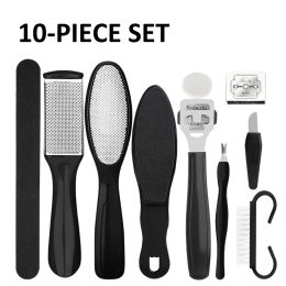 Tool Pedicure Set Peeling and Exfoliating Calluses Foot Scrubbing Brush Stainless Steel Doublesided Foot Care Pedal Stone 10 in 1