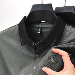 Men's Polos Embroidered Polo Shirt 2024 Summer Ice Silk Trackless Short Sleeve T-Shirt Korean Business Trend Menwear