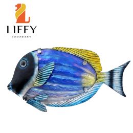 Sculptures Metal Fish Wall Decorative Fish Art Sculpture Hanging Outdoor Ocean Beach Sea Pool Decoration