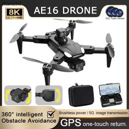 Drones AE16 High Quality Drone 8K HD ESC Triple Camera G Intelligent Obstacle Avoidance Folding Four Brushless Electric RC Drones WX