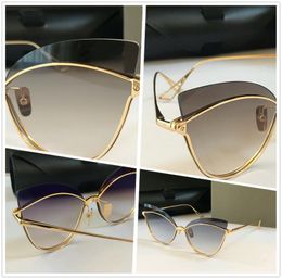 Women Luxury Designer Sunglasses Cat Eye Gold Frame Glass Big Oversized Sunglasses Ladies Eyewear Shades Trendy Sunglass4282758