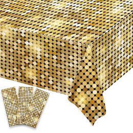Table Cloth Gold Sequins Tablecloths For Party Wedding Valentine's D Camping BBQ Picnic Unique Shining Easily Cleaning Oil-proof