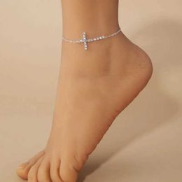 Anklets 1PCS Delicate White Zirconia Chain Anklet for Women Fashion Silver Colour Ankle Bracelet Barefoot Sandals Foot Jewellery