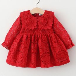 Dresses Spring Autumn Toddler Girl Clothes Korean Fashion Doll Collar Long Sleeve Lace Baby 1st Birthday Dresses Princess Dress BC050