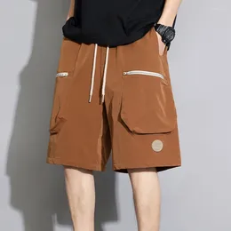 Men's Shorts 2024 Summer Ice Silk Work For Pants Versatile Trendy High Street Casual Split Men
