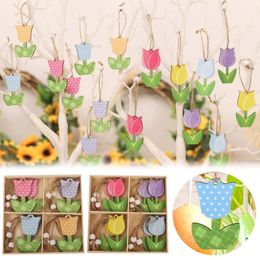 Decorative Figurines Ornament Wood Signs Mothers Day Flower Ornaments For Tree Spring Small Stick Christmas Trees Decorating