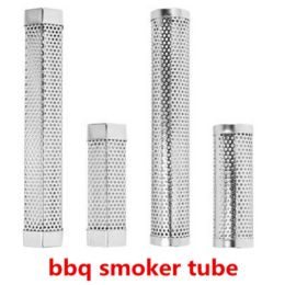 Grills Stainless Steel BBQ Smoker Grill Tube Perforated Mesh Smoker Tube Filter Gadget Generator Pellet Smoking BBQ Accessories Tools